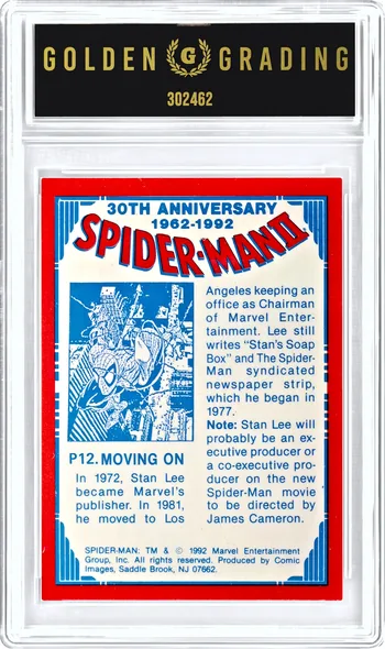 Back of the Moving On slab: the card's back and the Golden Grading label, serial 302462